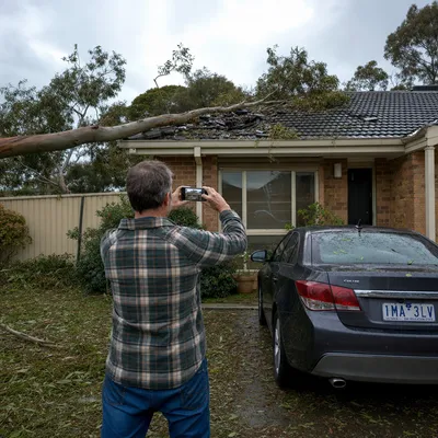 Photographing storm damage for an insurance claim in Mornington Peninsula